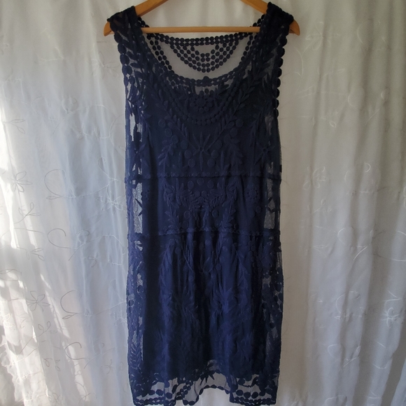 Express Dresses & Skirts - Express navy blue lace knee length sleeveless dress